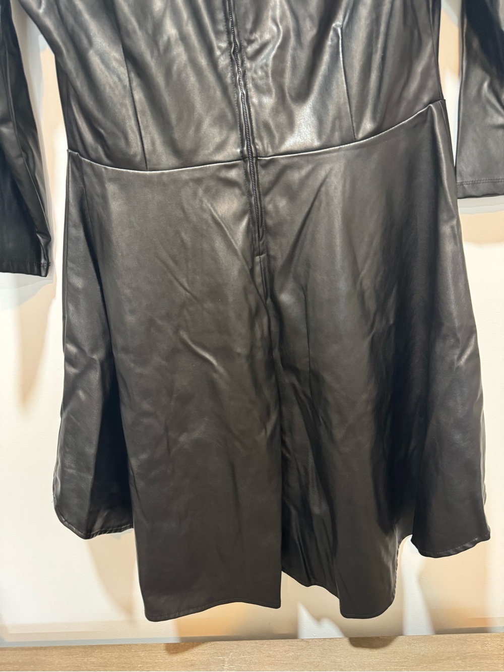 New York & Company Black Faux Leather High-Low Dress - Picture 6 of 9